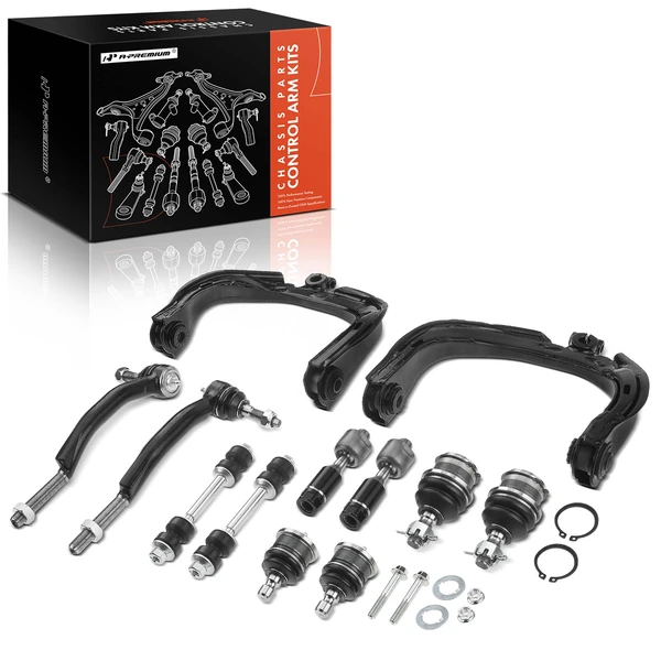2008-2009 Chevrolet Trailblazer A Set of 12 Control Arm Ball Joint Sway Bar Link Tie Rod End Kit Front Side A-Premium APCA3276