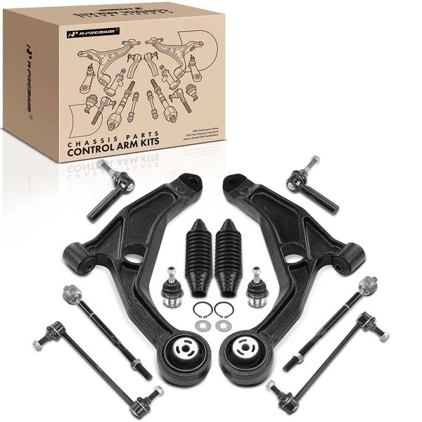A Set of 12 Control Arm Ball Joint Tie Rod and Sway Bar Link Kit Front Inner & Outer A-Premium APCA3278