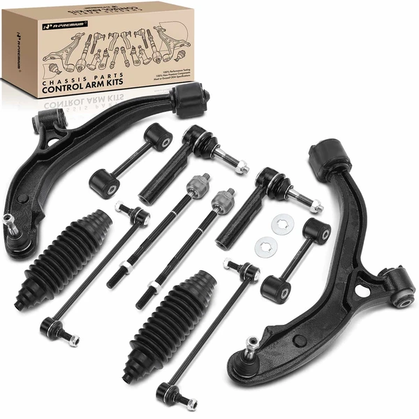 2001-2003 Chrysler Voyager A Set of 12 Control Arm Ball Joint Tie Rod and Sway Bar Link Kit Front Inner & Outer A-Premium APCA3279