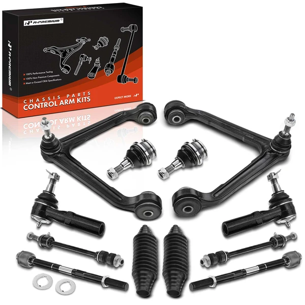 A Set of 12 Control Arm Ball Joint Tie Rod and Sway Bar Link Kit Front Side A-Premium APCA3285