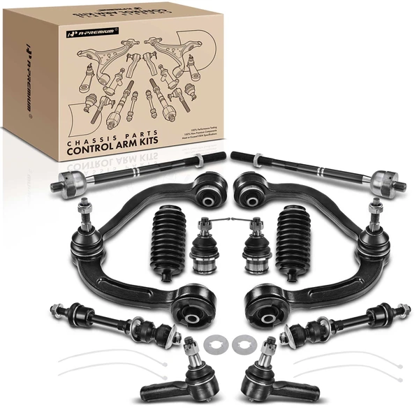 2005-2006 Ford F-150 A Set of 12 Control Arm Ball Joint Tie Rod and Sway Bar Link Kit Front Side A-Premium APCA3292