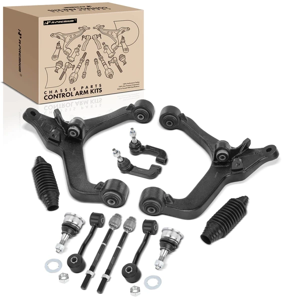 A Set of 12 Control Arm Ball Joint Tie Rod and Sway Bar Link Kit Front Side A-Premium APCA3299