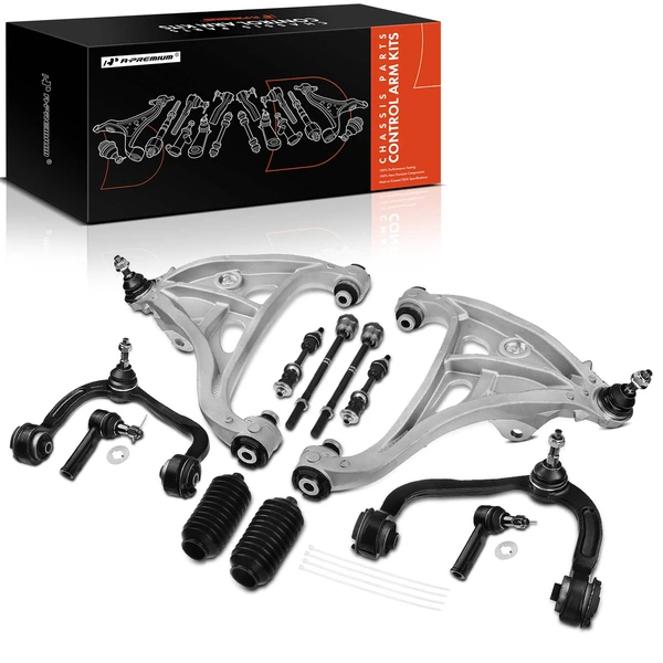 2005-2006 Ford F-150 A Set of 12 Control Arm Ball Joint Tie Rod and Sway Bar Link Kit Front Side A-Premium APCA3304