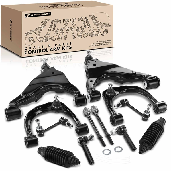 2003-2009 Lexus GX470 A Set of 12 Control Arm Ball Joint Tie Rod and Sway Bar Link Kit Front Side A-Premium APCA3305