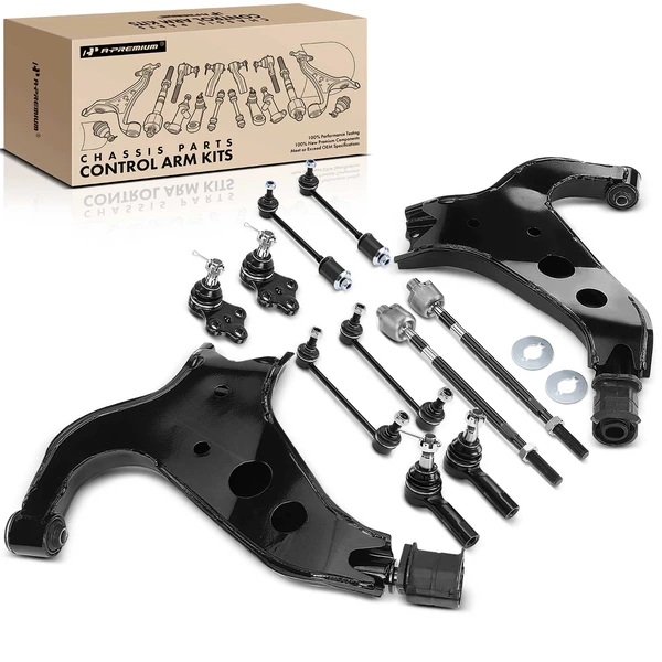 A Set of 12 Control Arm Ball Joint Sway Bar Link Tie Rod End Kit Front & Rear, Inner & Outer A-Premium APCA3306