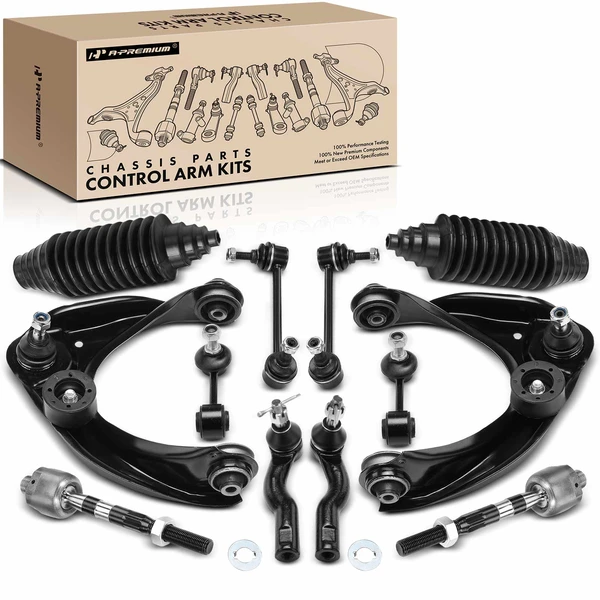 A Set of 12 Control Arm Ball Joint Tie Rod and Sway Bar Link Kit Front Side A-Premium APCA3308