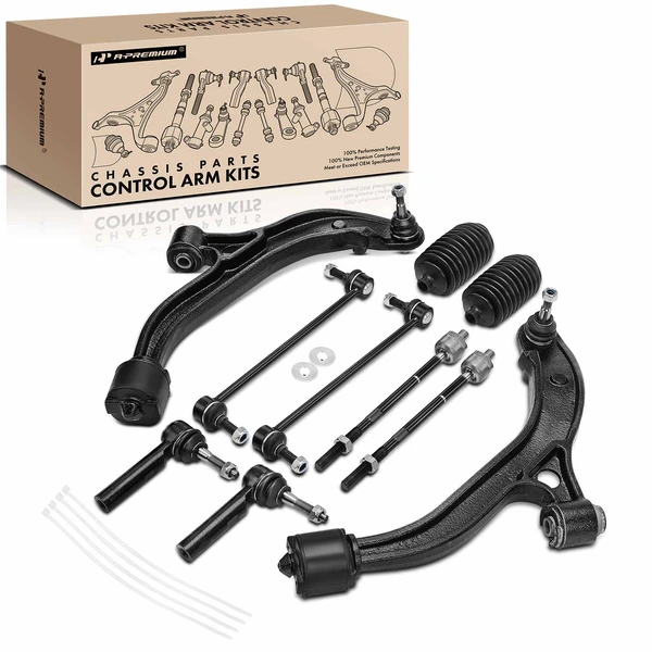 2001-2003 Chrysler Voyager A Set of 10 Control Arm Ball Joint Tie Rod and Sway Bar Link Kit Front Side A-Premium APCA3332
