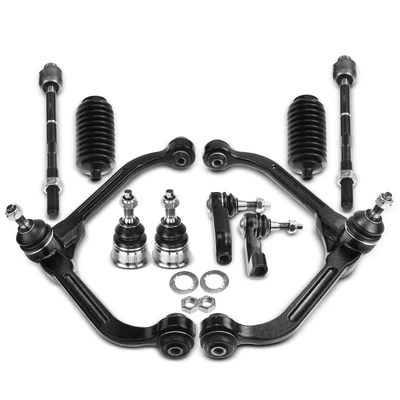 10 Pcs Front Upper Control Arm with Ball Joint Tie Rod End