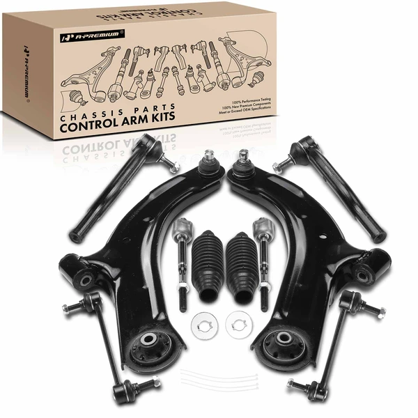 A Set of 10 Control Arm Ball Joint Tie Rod and Sway Bar Link Kit Front Side A-Premium APCA3336