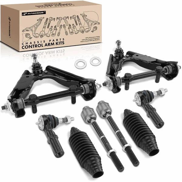 A Set of 8 Control Arm Ball Joint and Tie Rod End Kit Front Side A-Premium APCA3371
