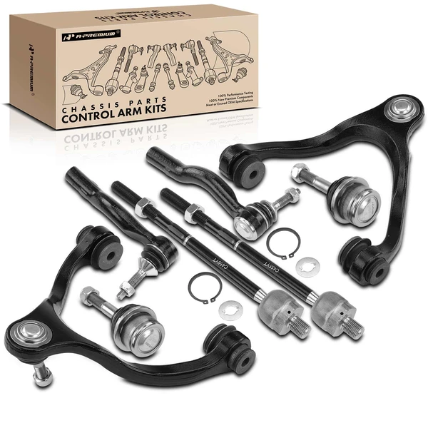 2003-2011 Ford Crown Victoria A Set of 8 Control Arm Ball Joint and Tie Rod End Kit Front Side A-Premium APCA3382
