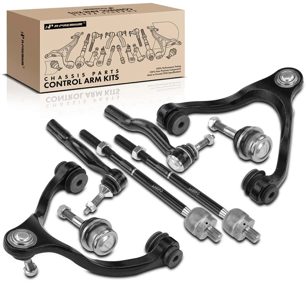A Set of 8 Control Arm Ball Joint and Tie Rod End Kit Front Side A-Premium APCA3382