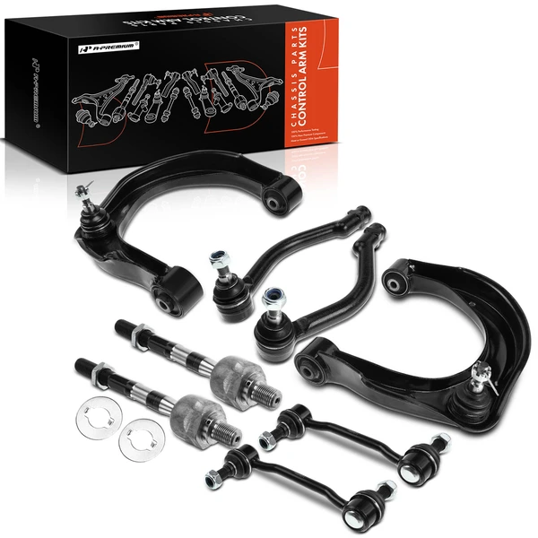 A Set of 8 Control Arm Sway Bar Link and Tie Rod End Kit Front Side A-Premium APCA3386