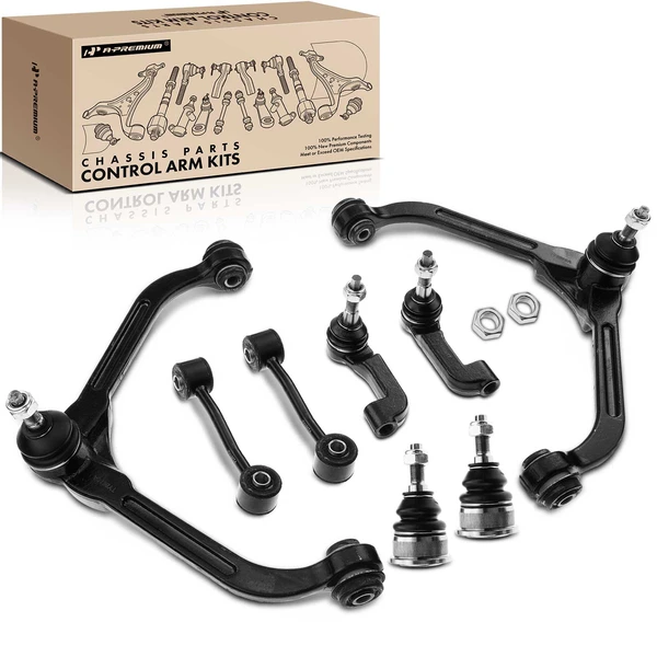 2005-2007 Jeep Liberty A Set of 8 Control Arm Ball Joint Sway Bar Link Tie Rod End Kit Front Side A-Premium APCA3395