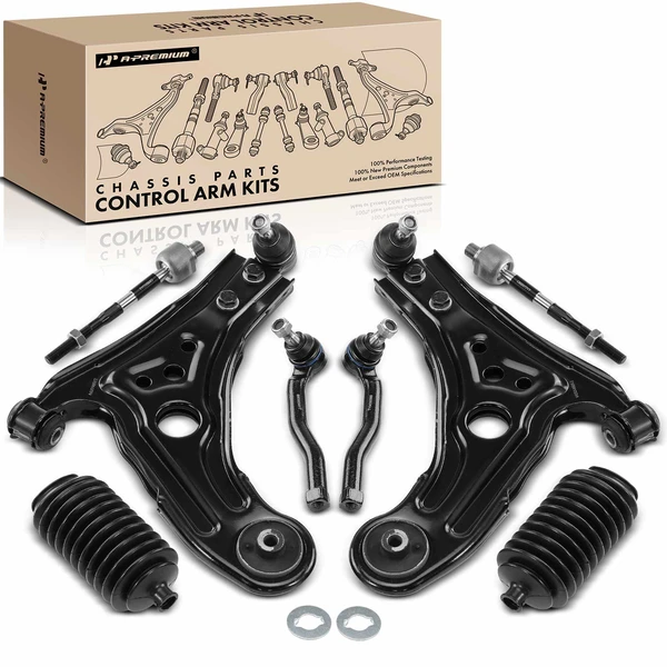 A Set of 8 Control Arm Ball Joint and Tie Rod End Kit Front Side A-Premium APCA3397