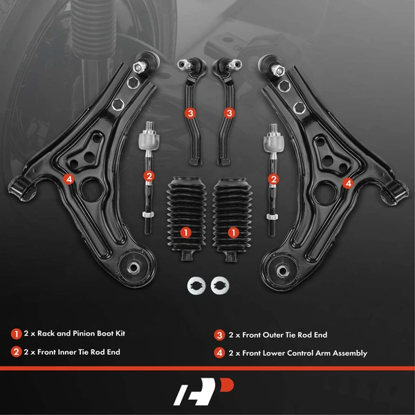 A Set of 8 Control Arm Ball Joint and Tie Rod End Kit Front Side A-Premium APCA3397