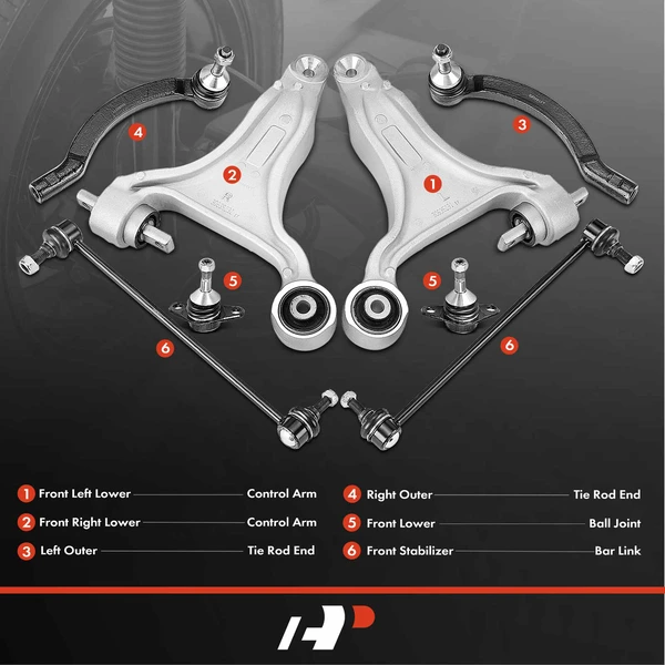 A Set of 8 Control Arm Ball Joint Sway Bar Link Tie Rod End Kit Front Side A-Premium APCA3398