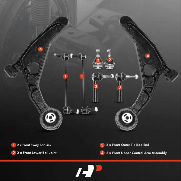 A Set of 8 Control Arm Ball Joint Sway Bar Link Tie Rod End Kit Front Side A-Premium APCA3406