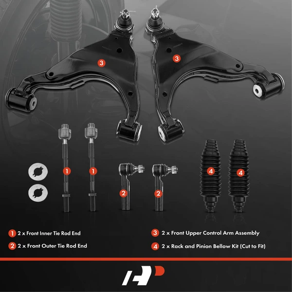 A Set of 8 Control Arm Ball Joint and Tie Rod End Kit Front Lower A-Premium APCA3411