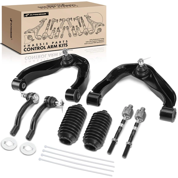 2005-2019 Nissan Frontier A Set of 8 Control Arm Ball Joint and Tie Rod End Kit Front Side A-Premium APCA3412
