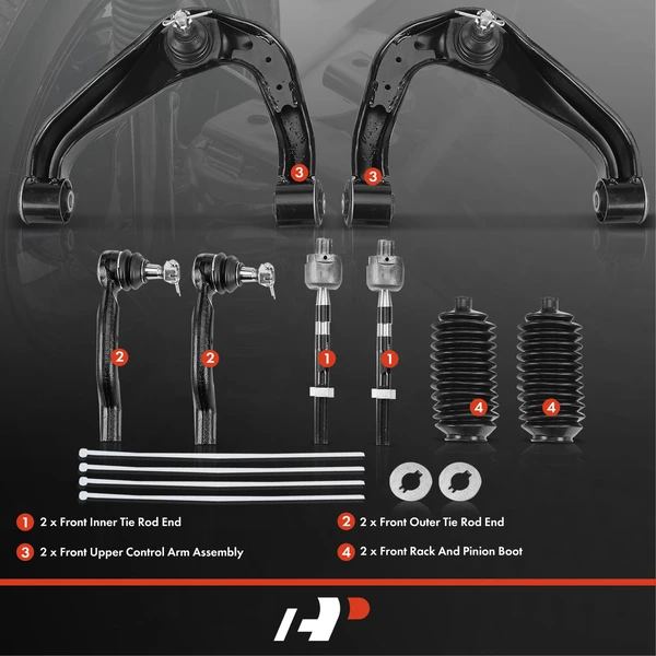 A Set of 8 Control Arm Ball Joint and Tie Rod End Kit Front Side A-Premium APCA3412