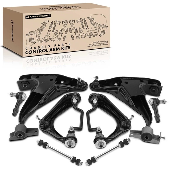 2002-2003 Mercury Mountaineer A Set of 8 Control Arm Sway Bar Link and Tie Rod End Kit Front Side A-Premium APCA3419