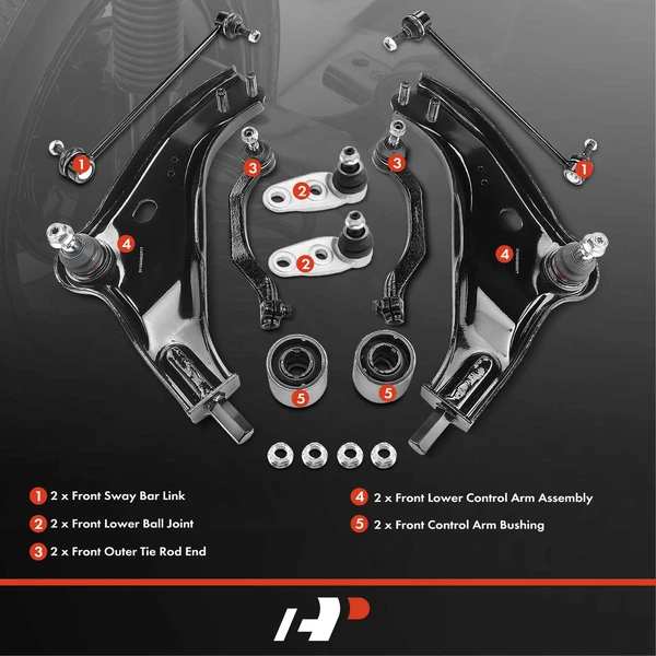 A Set of 10 Control Arm and Ball Joint Full Kit Front Side A-Premium APCA4952