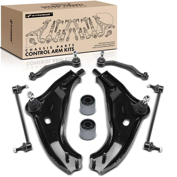 A Set of 8 Control Arm Bushing Sway Bar Link Tie Rod End Kit Front Side A-Premium APCA4953