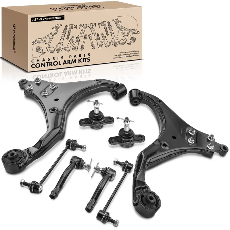2005-2009 Hyundai Tucson A Set of 8 Control Arm Ball Joint Sway Bar Link Tie Rod End Kit Front Side A-Premium APCA4956