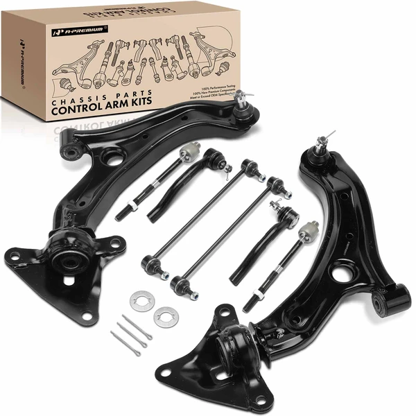 A Set of 8 Control Arm Sway Bar Link and Tie Rod End Kit Front Side A-Premium APCA4981