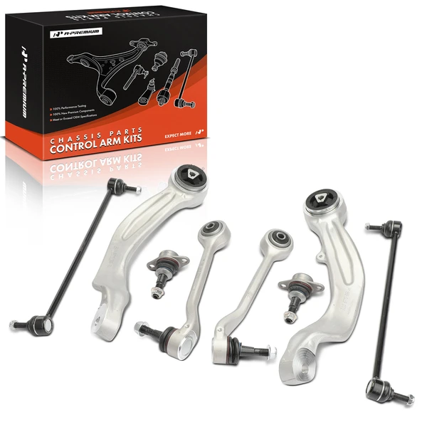 2006-2007 BMW 525xi A Set of 8 Control Arm Ball Joint and Sway Bar Link Kit Front Side A-Premium APCA4992