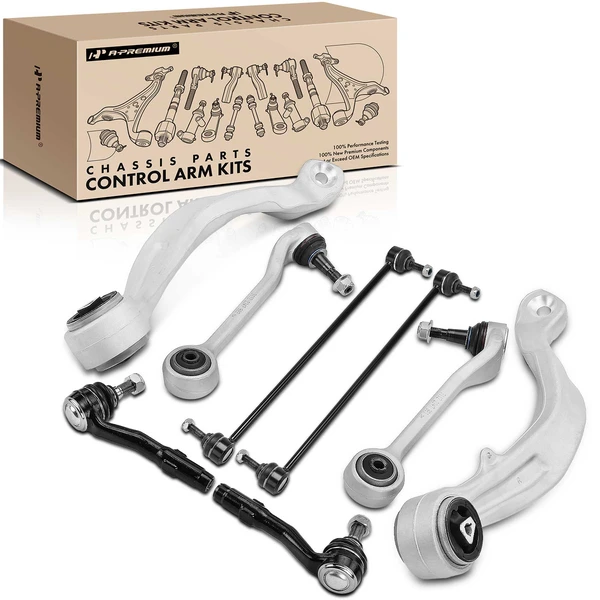 A Set of 8 Control Arm Sway Bar Link and Tie Rod End Kit Front Side A-Premium APCA4993