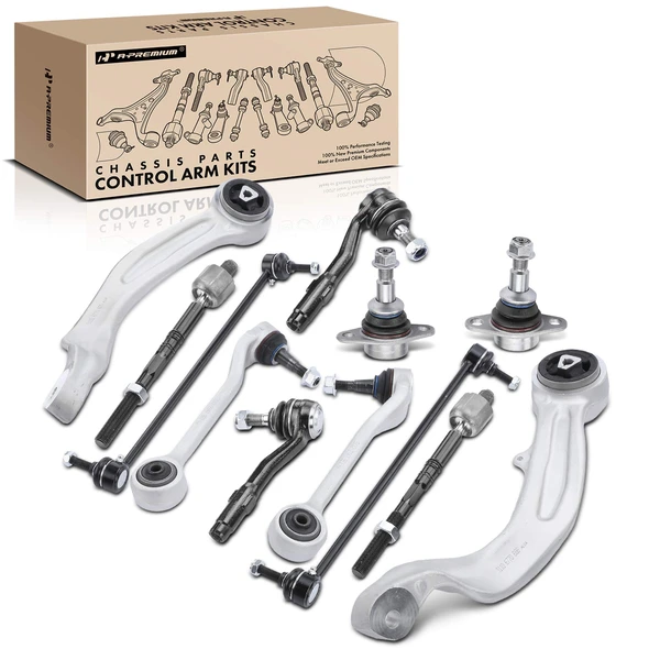 2009-2010 BMW 535i xDrive A Set of 12 Control Arm Ball Joint Sway Bar Link Tie Rod End Kit Front Side A-Premium APCA4994