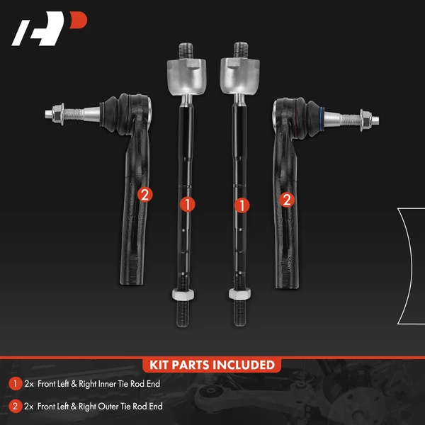 4 Pcs Inner & Outer Tie Rod End Assembly for Chevy Blazer 19-21 Cadillac XT6 20-21