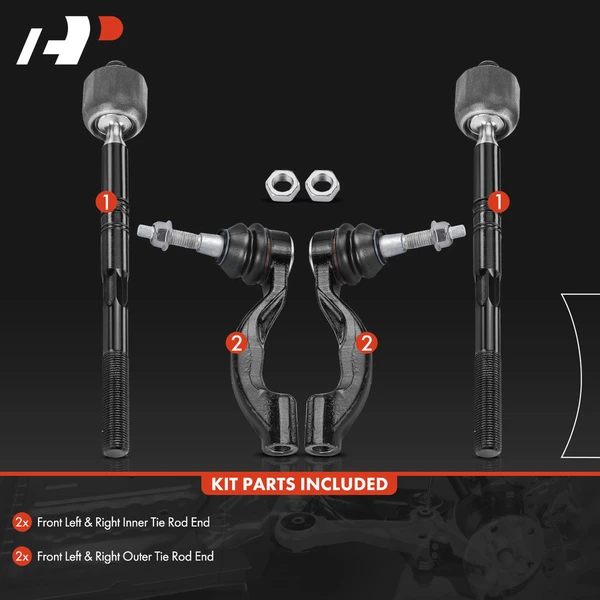 4 Pcs Inner & Outer Steering Tie Rod End for Chevy Camaro Cadillac CT5 2020-2021