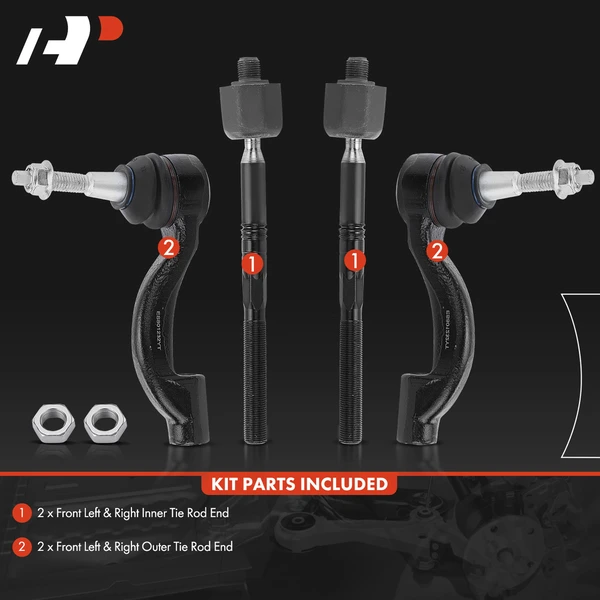 4 Pcs Inner & Outer Steering Tie Rod End for Cadillac CTS 14-19