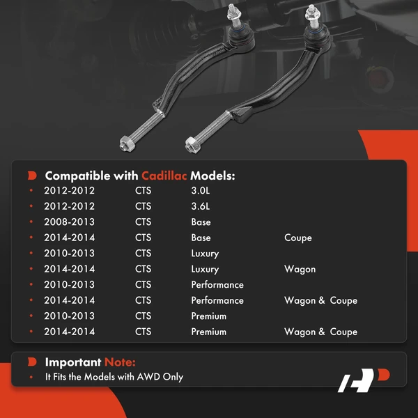 4 Pcs Inner & Outer Tie Rod End Assembly for Cadillac CTS 2008-2014 AWD