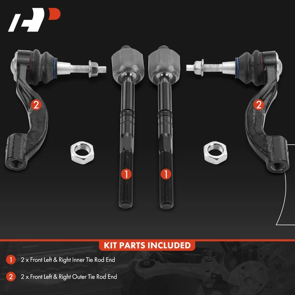 4 Pcs Inner & Outer Tie Rod End Assembly for Cadillac ATS 2013-2019