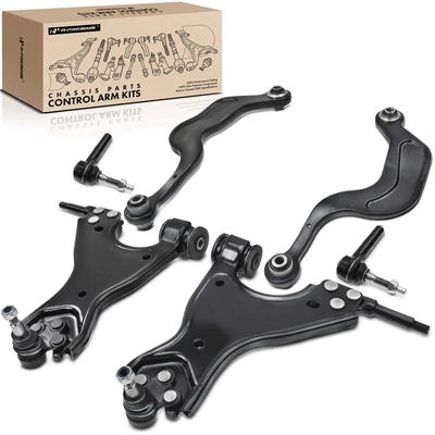 6 Pcs Front Lower & Rear Upper Control Arms Tie Rod End