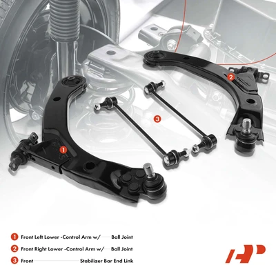 4 Pcs Front Control Arm with Ball Joint Stabilizer Bar End Link