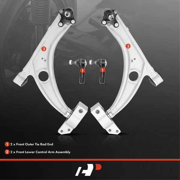 A Set of 4 Control Arm and Tie Rod End Kit Front Side A-Premium APCA3457