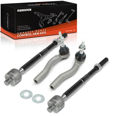 4 Pcs Front Outer & Inner Tie Rod End