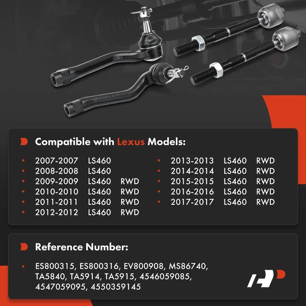 Tie Rod End with Ball Joint Front Inner & Outer A-Premium APCA8050