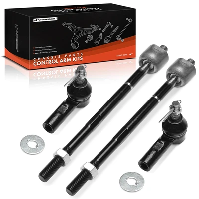 4 Pcs Front Inner & Outer Tie Rod End Kit