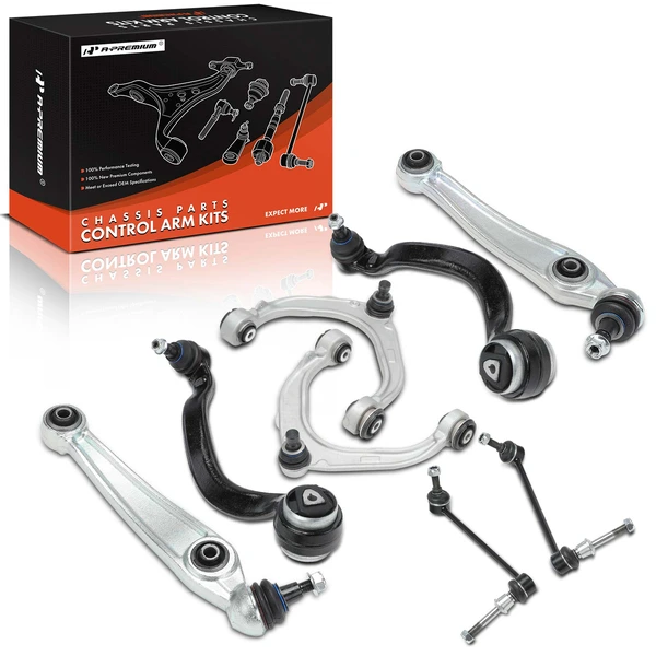 8 Control Arm and Ball Joint Assembly + Stabilizer Bar Link Front Side A-Premium APCA7496