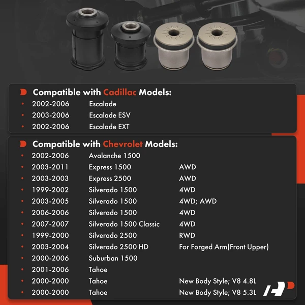 4-Pc Suspension Control Arm Bushing Kit, Front Side A-Premium APCA9780