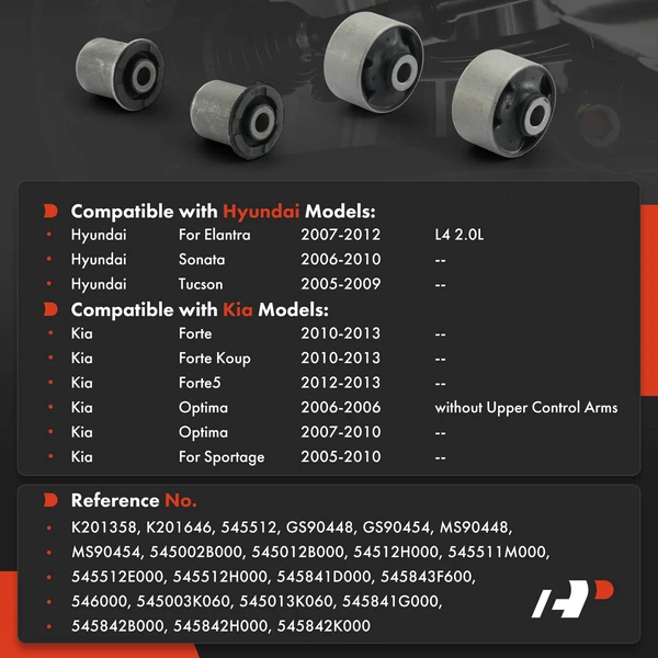 4-Pc Control Arm Bushing, Front Side A-Premium APCA9973