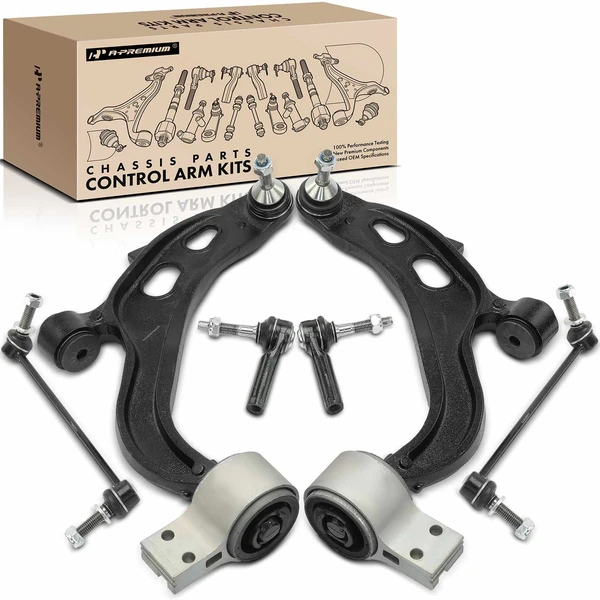 A Set of 6 Control Arm Sway Bar and Tie Rod End Kit Front Side A-Premium APCA6044