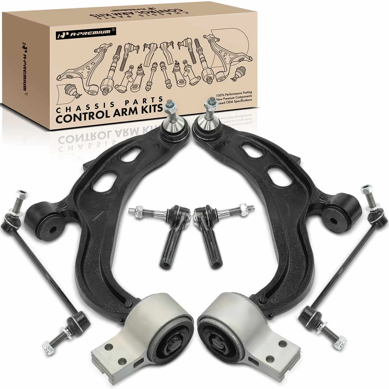 2012-2019 Lincoln MKT A Set of 6 Control Arm Sway Bar and Tie Rod End Kit Front Side A-Premium APCA6044