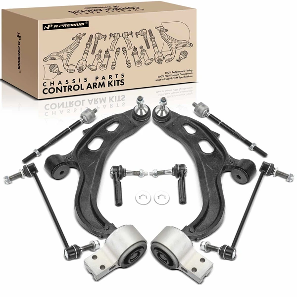 A Set of 8 Control Arm Sway Bar and Tie Rod End Kit Front Side A-Premium APCA6047